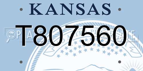 T807560 Kansas License Plate