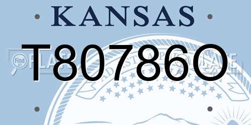 T80786O Kansas License Plate