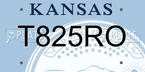 T825RO Kansas License Plate