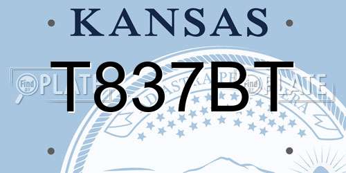 T837BT Kansas License Plate