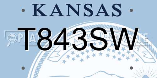 T843SW Kansas License Plate