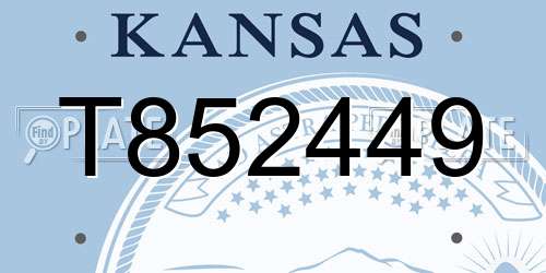 T852449 Kansas License Plate