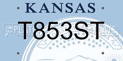 T853ST Kansas License Plate