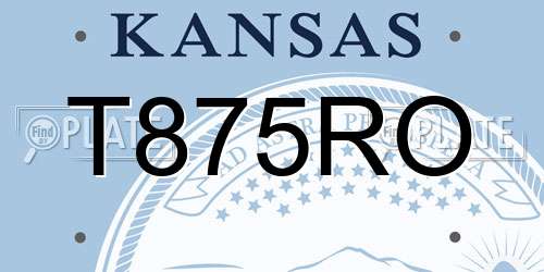 T875RO Kansas License Plate