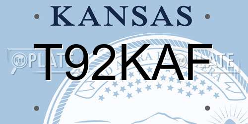 T92KAF Kansas License Plate