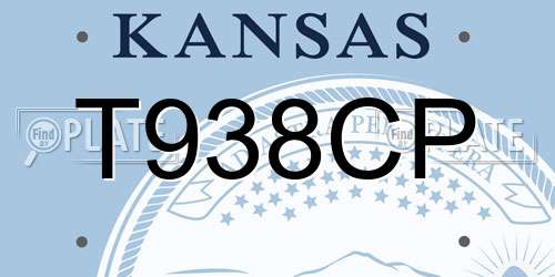T938CP Kansas License Plate