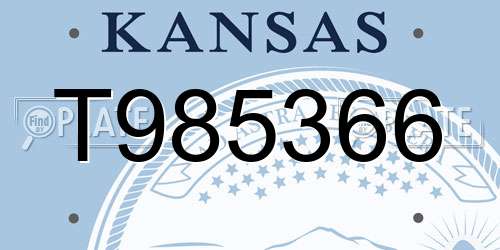 T985366 Kansas License Plate