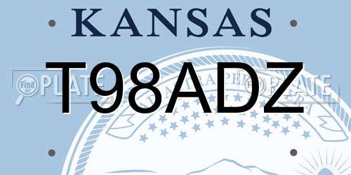 T98ADZ Kansas License Plate