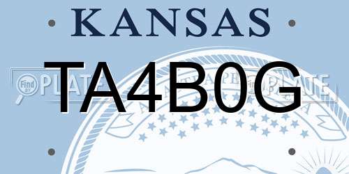 TA4B0G Kansas License Plate