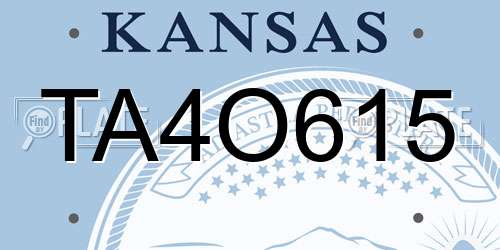 TA4O615 Kansas License Plate