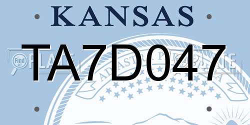 TA7D047 Kansas License Plate