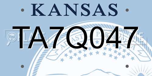 TA7Q047 Kansas License Plate