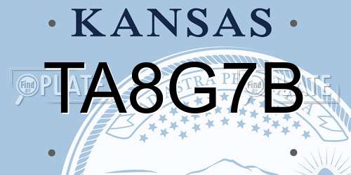 TA8G7B Kansas License Plate