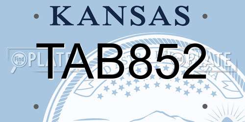 TAB852 Kansas License Plate