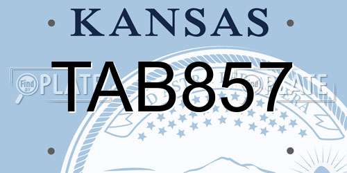 TAB857 Kansas License Plate