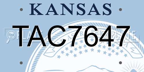 TAC7647 Kansas License Plate