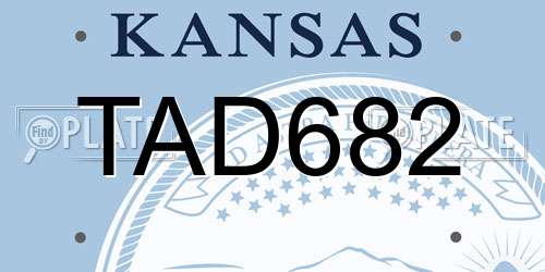 TAD682 Kansas License Plate