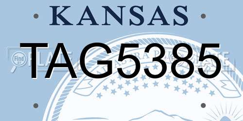 TAG5385 Kansas License Plate