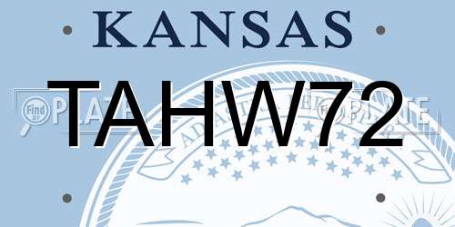 TAHW72 Kansas License Plate