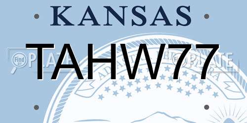 TAHW77 Kansas License Plate