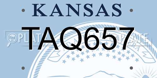 TAQ657 Kansas License Plate