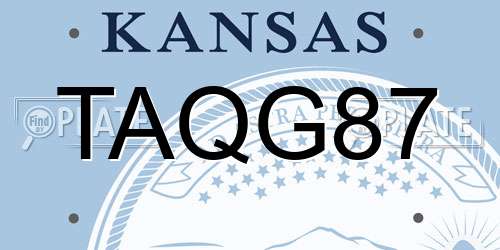 TAQG87 Kansas License Plate