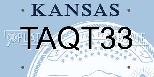 TAQT33 Kansas License Plate