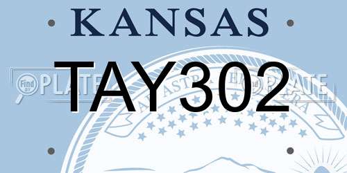 TAY302 Kansas License Plate