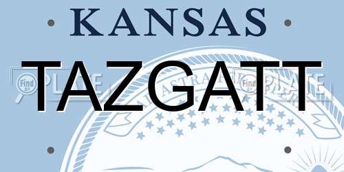 TAZGATT Kansas License Plate