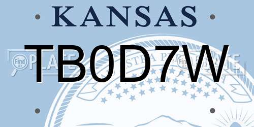 TB0D7W Kansas License Plate