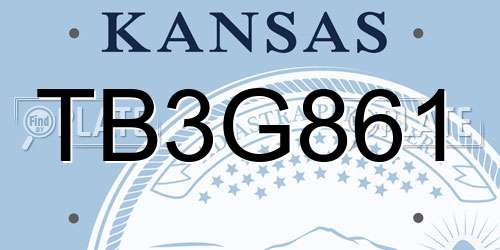 TB3G861 Kansas License Plate