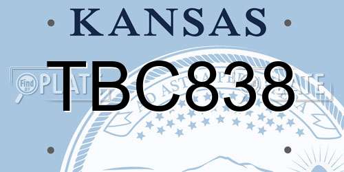 TBC838 Kansas License Plate