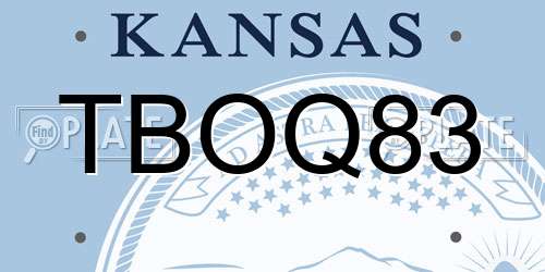 TBOQ83 Kansas License Plate
