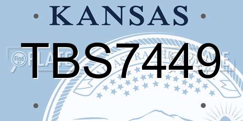 TBS7449 Kansas License Plate