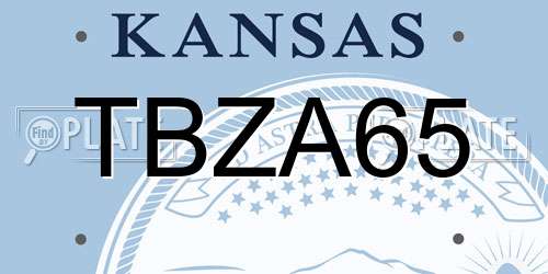 TBZA65 Kansas License Plate