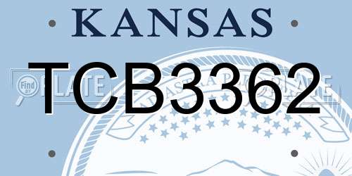 TCB3362 Kansas License Plate