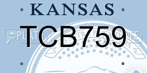 TCB759 Kansas License Plate