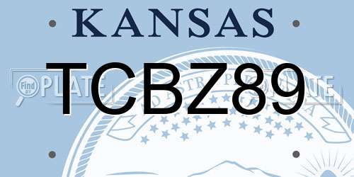 TCBZ89 Kansas License Plate
