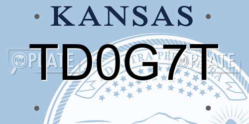 TD0G7T Kansas License Plate