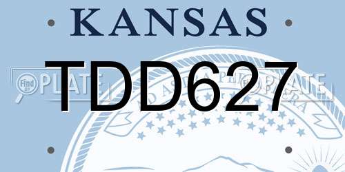 TDD627 Kansas License Plate