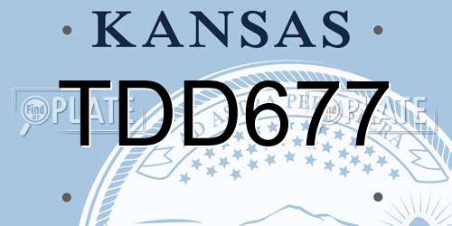TDD677 Kansas License Plate