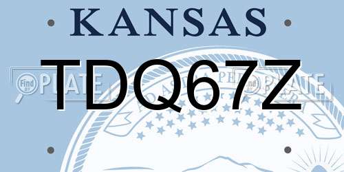TDQ67Z Kansas License Plate