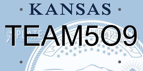 TEAM5O9 Kansas License Plate