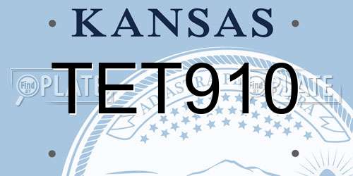 TET910 Kansas License Plate