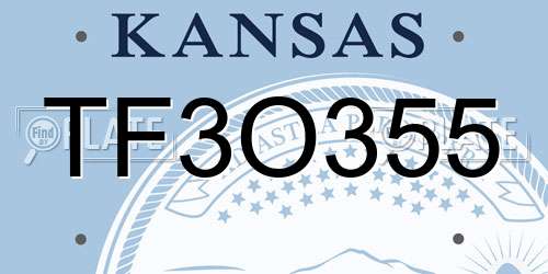 TF3O355 Kansas License Plate