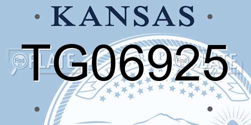 TG06925 Kansas License Plate