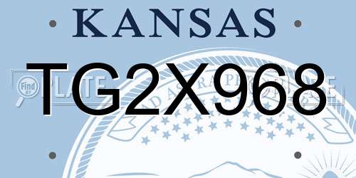 TG2X968 Kansas License Plate