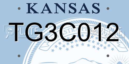 TG3C012 Kansas License Plate