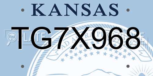 TG7X968 Kansas License Plate