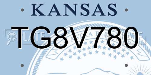 TG8V780 Kansas License Plate